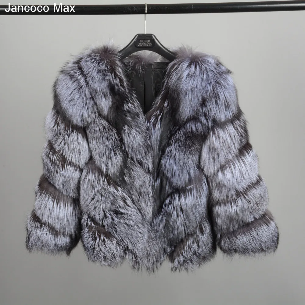 

Jancoco Max New Winter Women's Thick Warm Real Fox Fur Short Coat High Quality Outerwear Fashion Jacket S7149