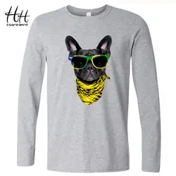 HanHent Cool dog рубашка Осень Мужчины милые животные Принт футболки панк футболка с длинным рукавом Swag хлопок Camisas Masculina Manga Longa