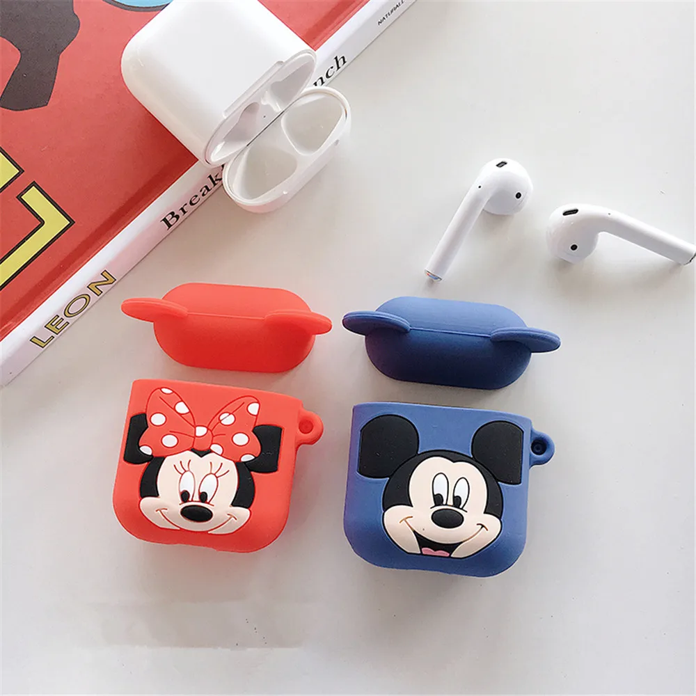 Милый мультяшный Bluetooth беспроводной Чехол для наушников для Apple AirPods Mickey, силиконовый чехол для наушников Air pods 2, защитный Caso