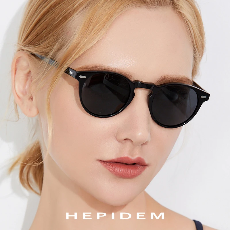 Goede Acetaat Gepolariseerde Zonnebril Mannen Hoge Kwaliteit Mode Vintage Retro Ronde Zonnebril Voor Vrouwen Merk Ontwerp Goggles Sunglass