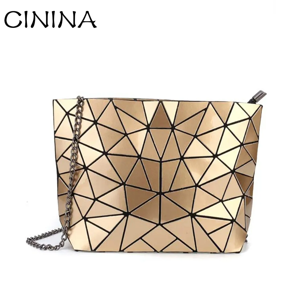 CININA Japanese style fashion PU Geometric folding women bag zipper