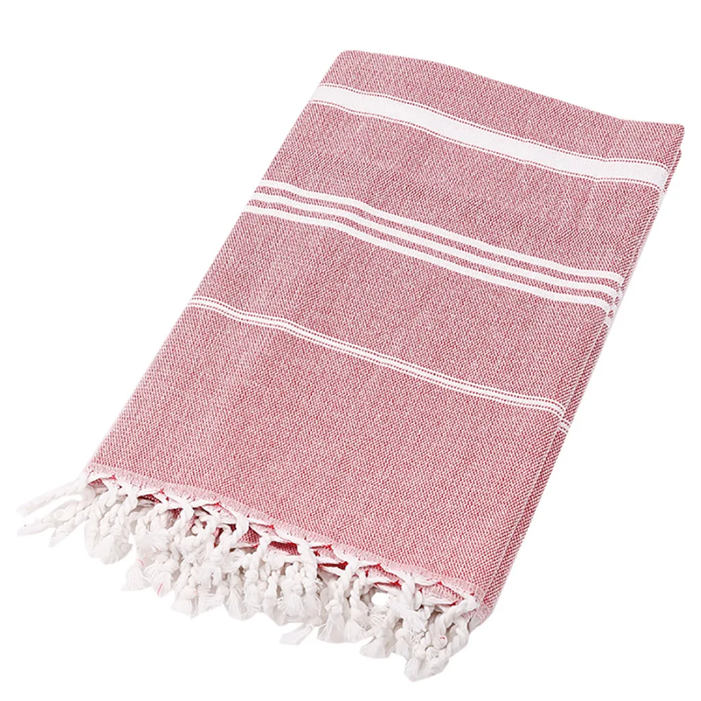 Банное полотенце для взрослых хлопковое пляжное с бахромой цветное плетеное