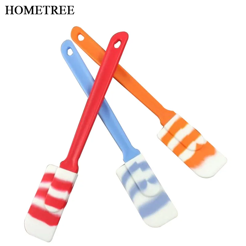 

HOMETREE Creative 1 Pcs Rainbow Practical Cake Butter Cream Spatula Oil Bread Scraper Brush Silicone Baking & Pastry Tools H546
