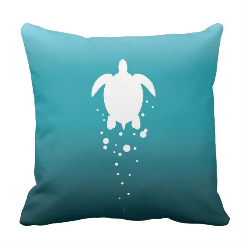 

Sea Turtle & Bubbles Against Blue-Green Ocean Throw Pillow case