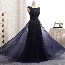 Echt Fotos Marineblau Abendkleider Vestido De Festa Scoop Sleeveless Vintage Spitze Appliques Perlen Afrikanischen Prom Kleider