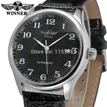 

WRG8024M3S3 whole sale price Winner new Automatic men dress fashion watch black leather strap shipping free with gift box