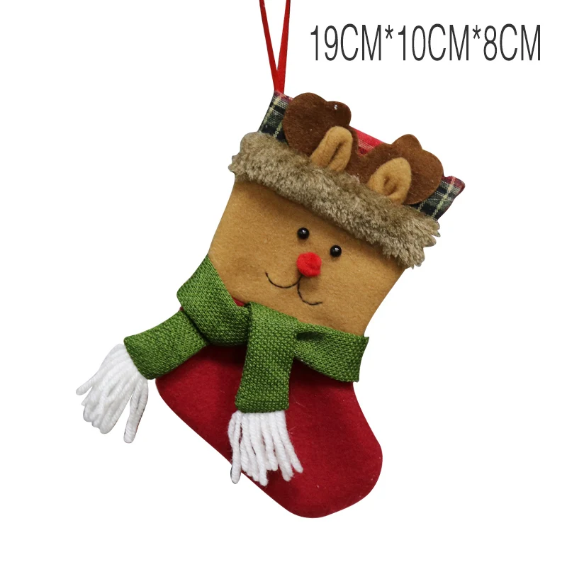 Подарочный Рождественский чулок сумка Ноэль олень Санта Клаус носки со снеговиком натальные Рождественская Елка декоративная Конфета подарки Новинка - Цвет: XD192014C 19CM