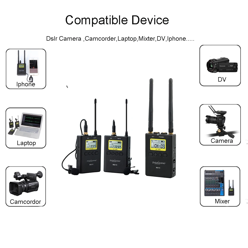 ZhuoSheng WM 10 беспроводной микрофон Lavalier для Canon Nikon Sony Hosting Tranning Broadcast|Микрофоны| |