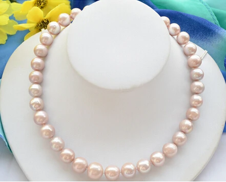 

Free shipping >>@ AA++ 11-12mm ROUND LAVENDER Edison Freshwater cultured PEARL NECKLACE 17INCH