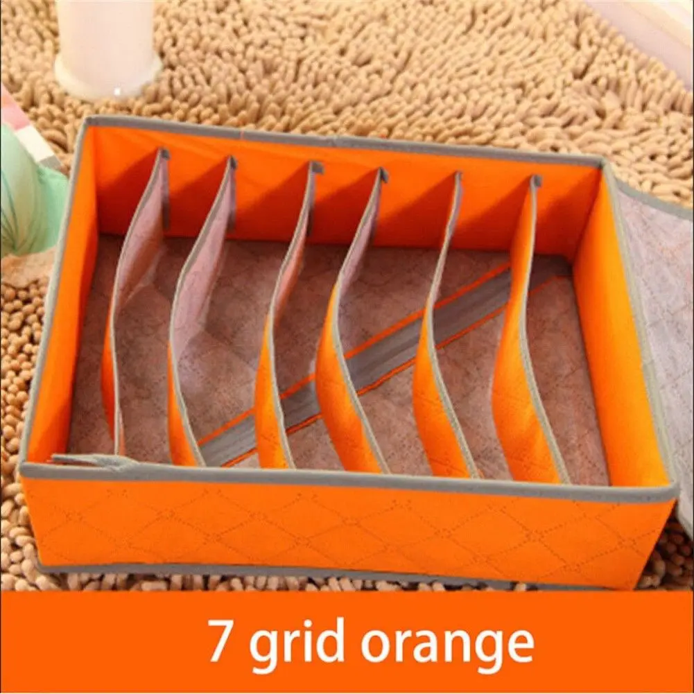 Органайзер складывающийся ящик для хранения нетканый тканевый чехол для бюстгальтера Галстуки Нижнее белье Носки Органайзер Ящик для хранения - Цвет: Orange 7 grid