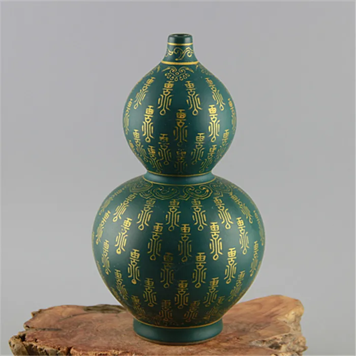 Jingdezhen Antique покрытая эмалью ваза Yong Zheng зеленая глазурованная золотая