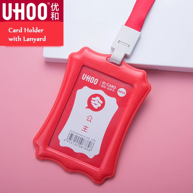 red Uhoo PP конфеты цвета имя значок с шнурком Вертикальный стиль пластиковые ID карты держатель имя бирка бизнес поставки настроить логотип - Цвет: red