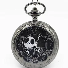 Топ бренд стимпанк Тим бертоны Кошмар перед Рождеством цветок чехол полые кварцевые карманные часы для мужчин женщин TD2053