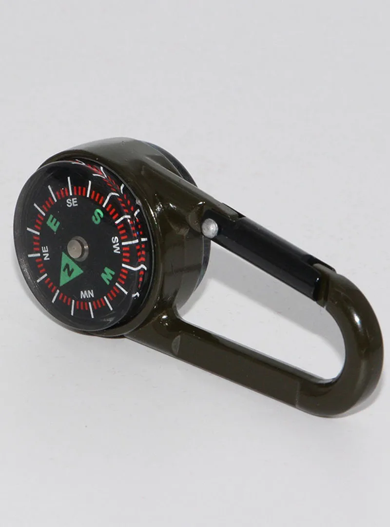 Multifunctional Mini Compass Thermometer Key chain Carabiner Clip Snap Hook Outdoor Camping Tool Hiking Goods Tourism Equipment (8)