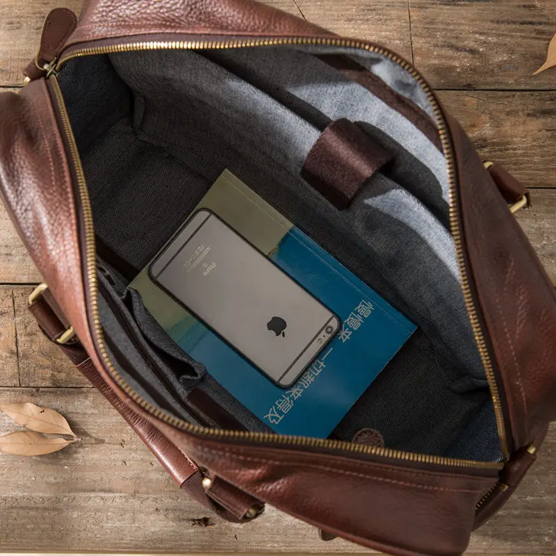 AETOO Original retro multifunctional oil skin briefcase male bag leather business bag men's shoulder bag