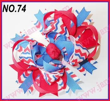 

free shipping 145pcs 4.5'' chevron hair bows Girl boutique bows Funky Layered Hairbows Boutique Funky Bow