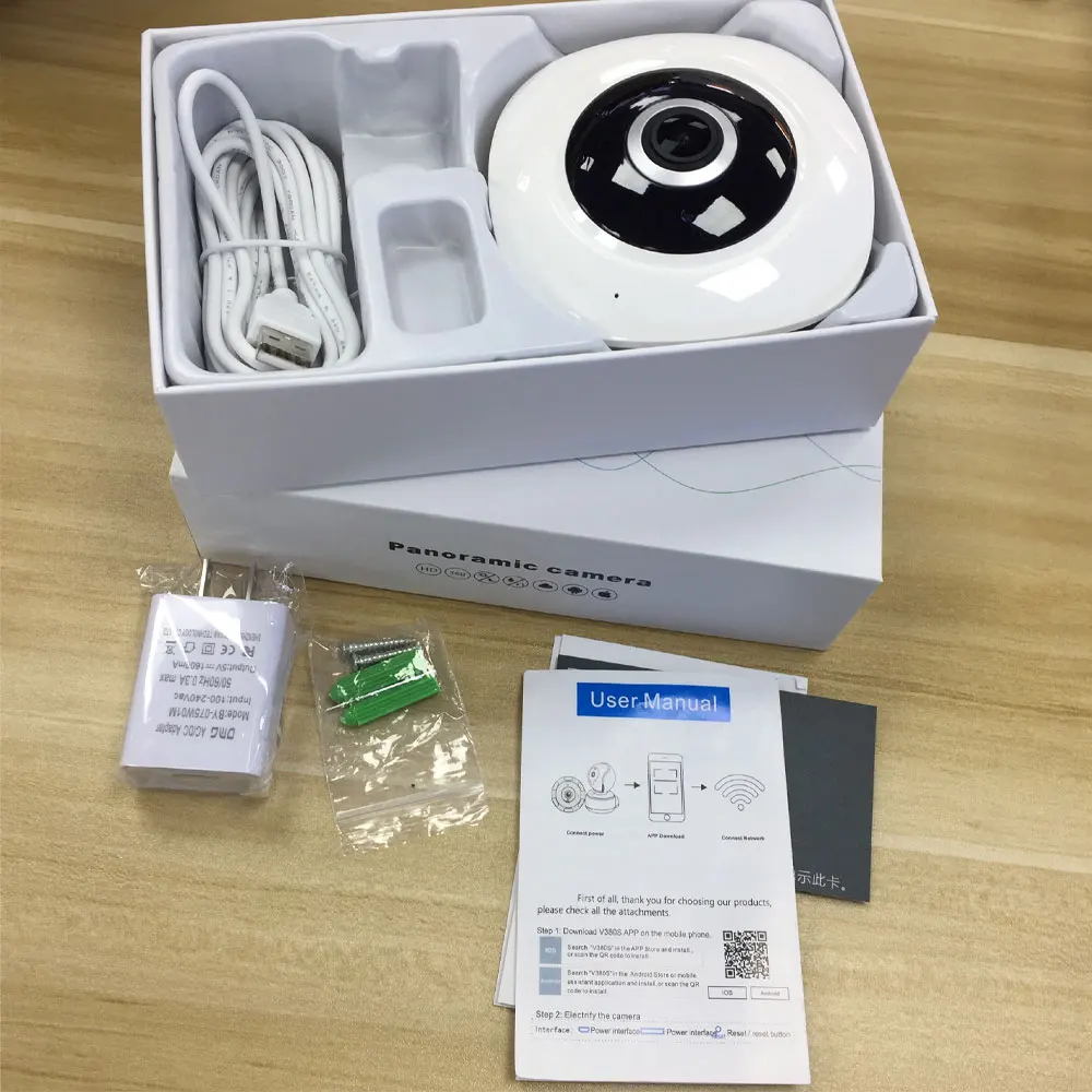 

H.265 HD 1080P 360 Degree Wireless WIFI Night Vision Smart IP Security Camera Baby Monitor Fisheye Panoramic Audio Cam APP V380