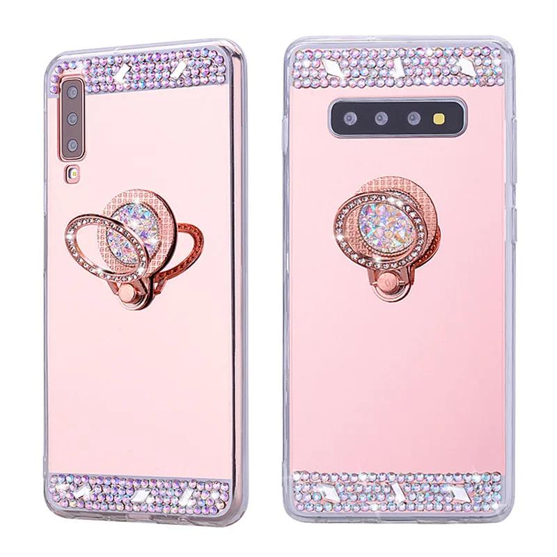 

For Samsung Galaxy S10e S10 5G J4 Plus J6 A7 2018 A70 A50 A30 A10 M20 case Mirror Ring Cover phone bumper For J7 J5 2016 A5 2017