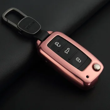 

Charm Aluminum Alloy Key Shell + Key Chain Protective Case Cover Skin For Volkswagen VW Touran Lamando Passat Jetta POLO Golf 6