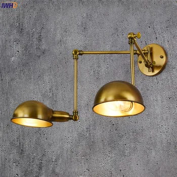 IWHD Copper Adjustable Vintage Wall Lamp Antique 2 Heads Wandlamp Retro Loft Industrial Wall Light Edison Sconce Luminaire iwhd adjustable arm led wall light vintage industrial lighting wall lamp style loft retro iron sconce luminaire on the wall