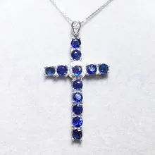 Натуральный сапфир ожерелье кулон крест кулон происхождения реальный синий сапфир 925 серебро 0.15ct* 12 шт. драгоценных камней# LX18050707