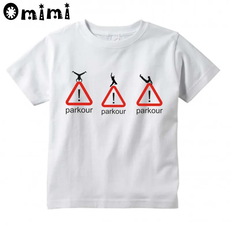 Boys/Girls Evolution Of Parkour Born To Jump Printed T Shirt Kids Short Sleeve Tops Children's White T-Shirt,ooo4085
