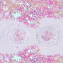 1 коробка для дизайна ногтей блестящие хлопья четыре звезды 3D блестки розовый дизайн пыль DIY Рождественское украшение порошок маникюрные советы для ногтей TR192