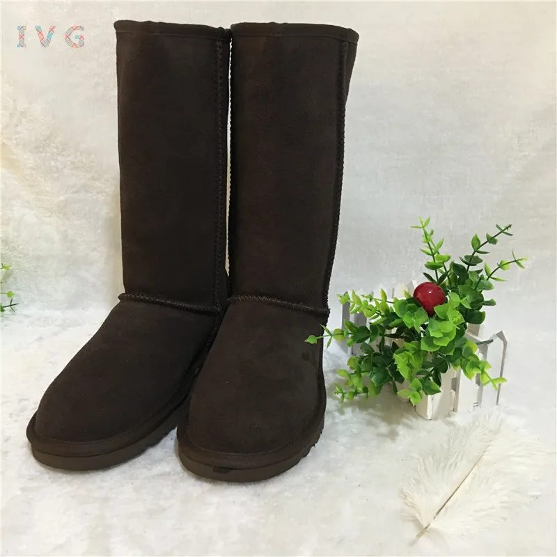 Baratos Botas altas de nieve para mujeres australianas, botas largas de cuero impermeables para invierno, marca, zapatos para exteriores, tamaño europeo 35 45