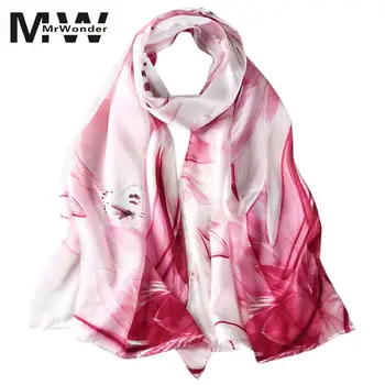 

Mulberry Silk Women's Scarf Beach Sun-screen Chinoiserie Scarf FashionableTippet Pink Rose Color Chinese Silk ScarfSAN0