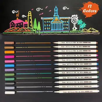 

12 Assorted Color Sheen Glitter Painting Pen Metallic Marker Pens, Card Making, Birthday Greeting, DIY Photo Album,Scrap booking