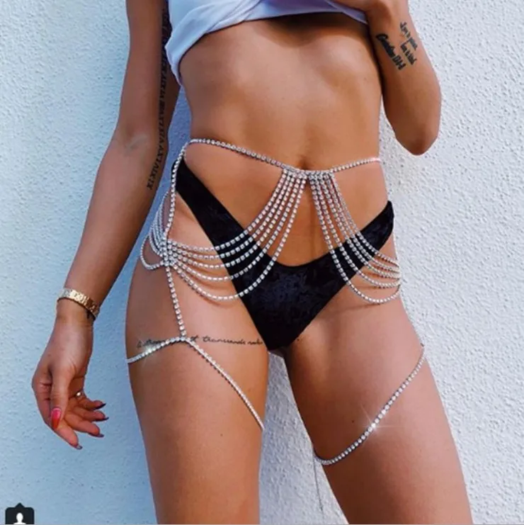 

Ridan's new sparkling Rhinestone legs chain sexy ladies waist chain thigh chain bikini matching chain