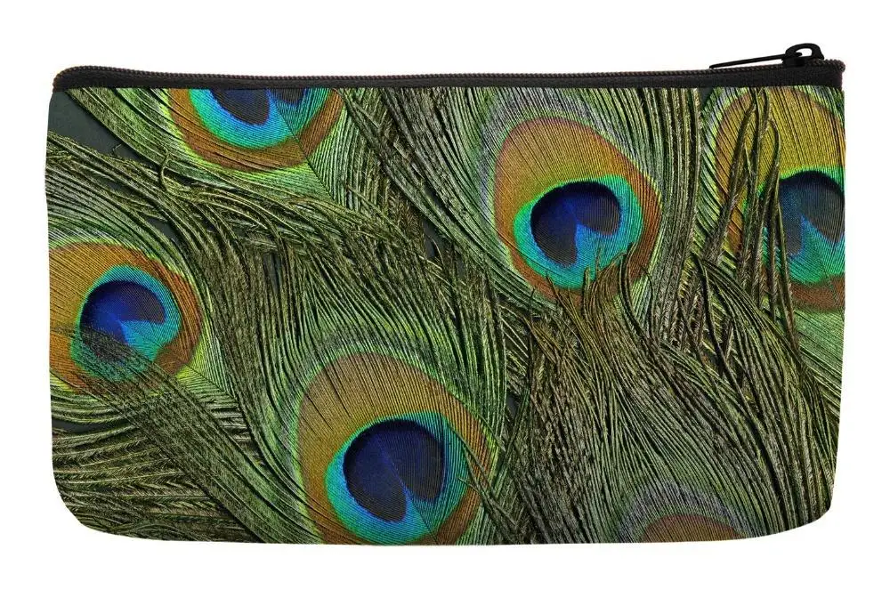 

Colorful Green Peacock Gorgeous Feathers Print Customized Small Cosmetic Bag Wristlet Makeup Bags
