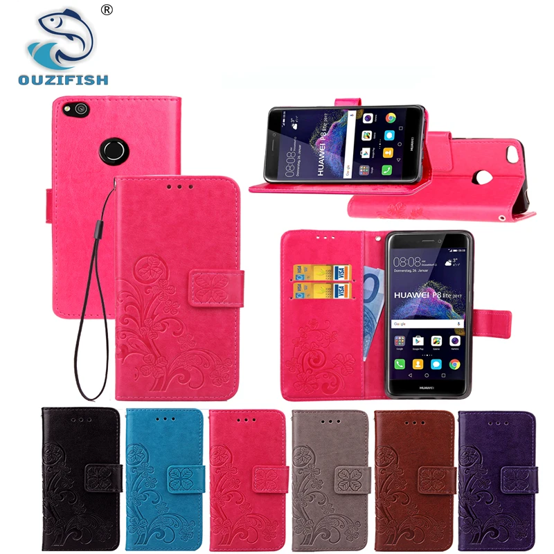 OUZifish For Huawei P8 Lite 2017 Case Hight Quality PU Leather Stand Flip Style Mobile Phone Cases with stand card slot | Мобильные