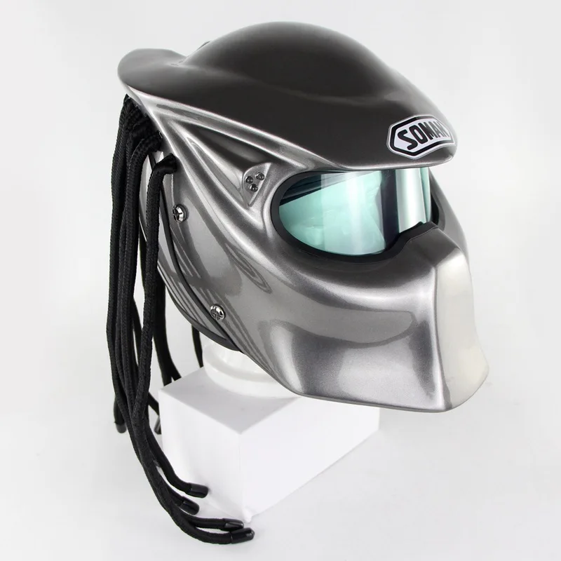 Матовый черный/яркий черный/серебристый шлем "хищник" маска стекловолокно мото rcycle Железный человек шлем полное лицо Мото шлем