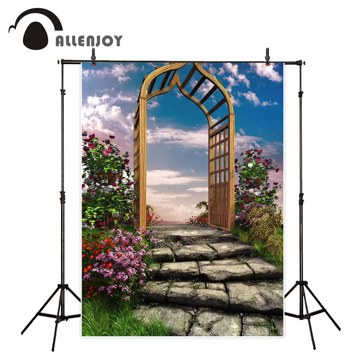 Allenjoy фоны для фотосъемки сказочная лестница цветок Арка пастбище небо