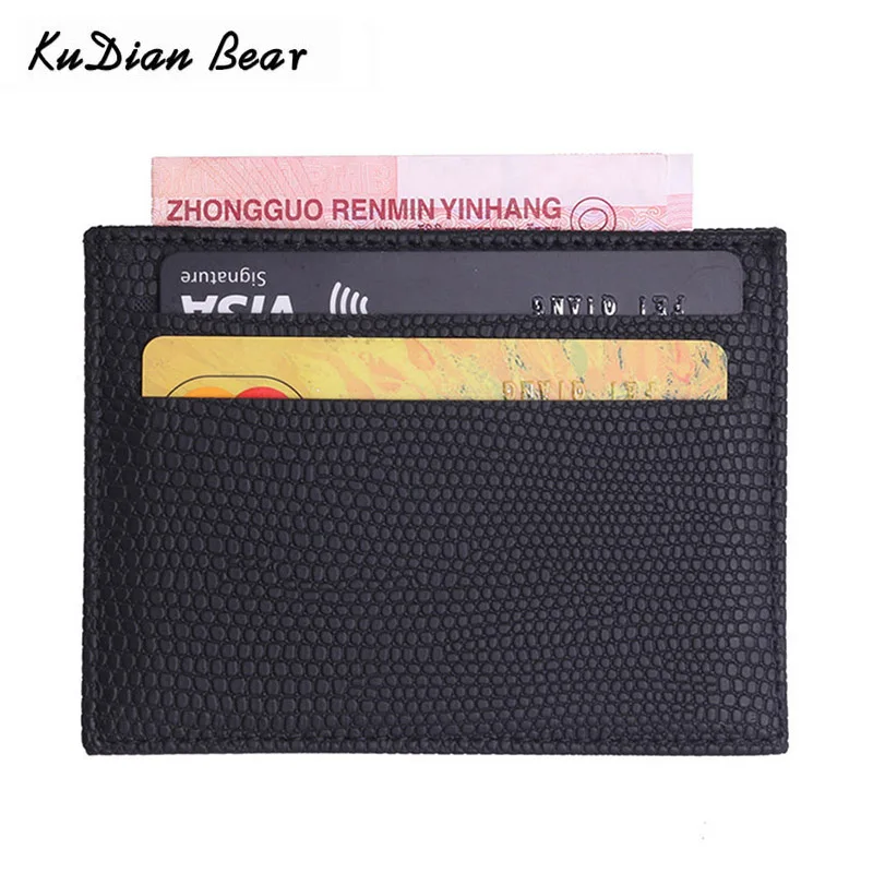 

KUDIAN BEAR Leather Business Card Holder Unisex Business Card Holder Wallet Bank Card Case ID Holer Porte Carte BIH072 PM49
