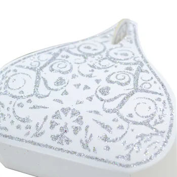 

Luxurious favor box with shiny powder laser cut white paper wedding gift idea box
