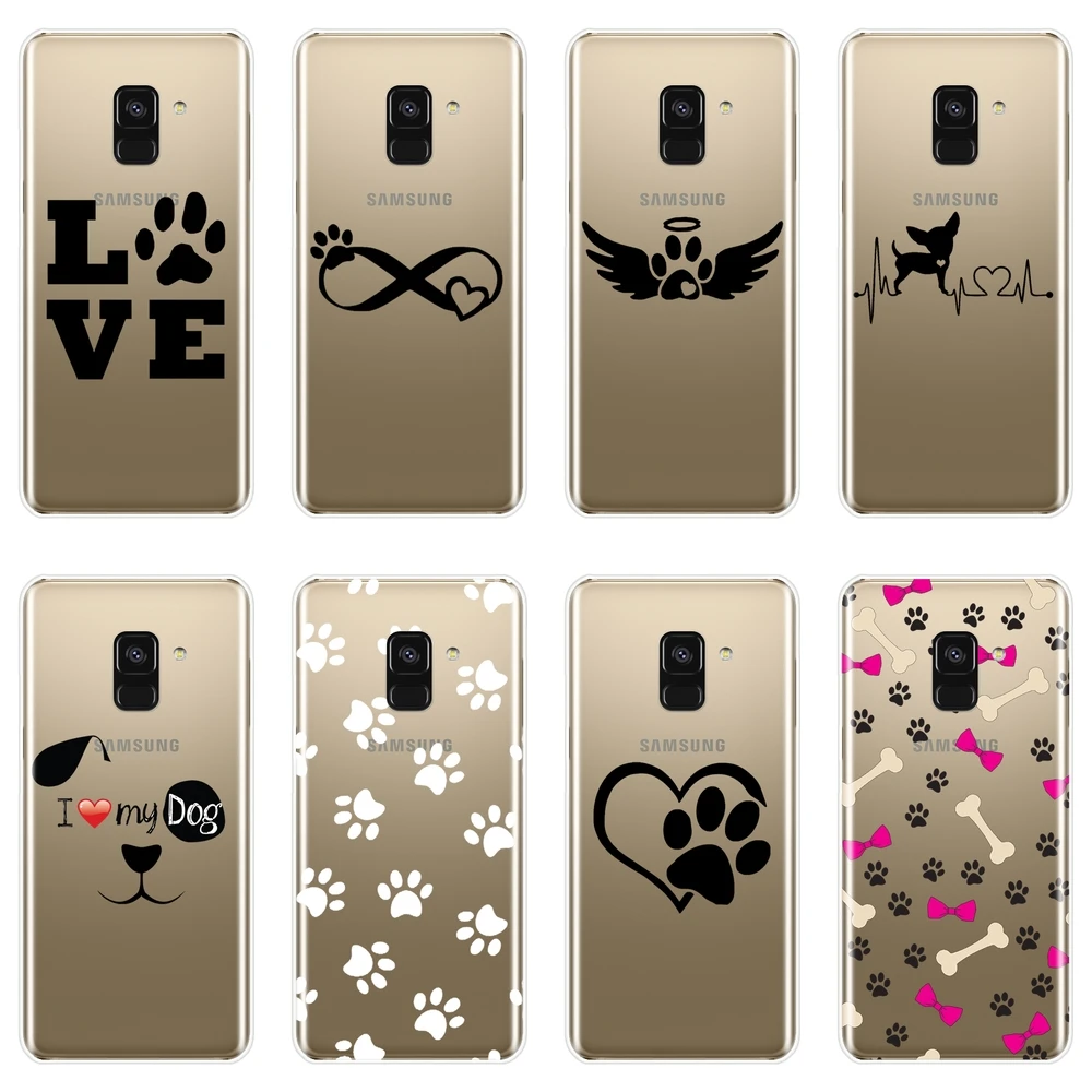 Heart Dog Puppy Back Cover For Samsung Galaxy A3 A5 A7 2016 2017 Soft Silicone Case 2018 A6 A8 Plus Phone | Мобильные телефоны и