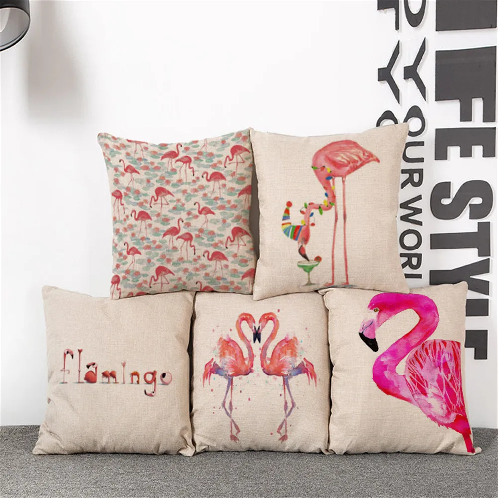 

Decorative Throw Pillow Case Cover Animals Flamingo Cushion Cover For Sofa Home Capa De Almofadas 45x45cm