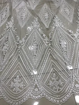 

nice looking CiCi-7824 French tulle embroidery lace fabric with full beads top sale sequins lace fabric