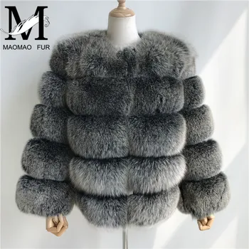 

Winter Warm Fox Fur Coat Women Big Real Fox Fur Coats Luxury Ladies Genuine Fur Striped Outerwear