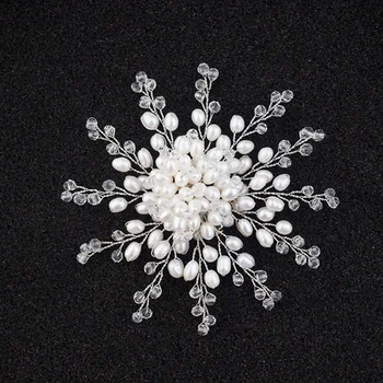 

Crystal Snow Design Brooches 100% Handmade Weave Natural Pearl Breast Pins Crystal Brooches Pure Accessories Women Gifts