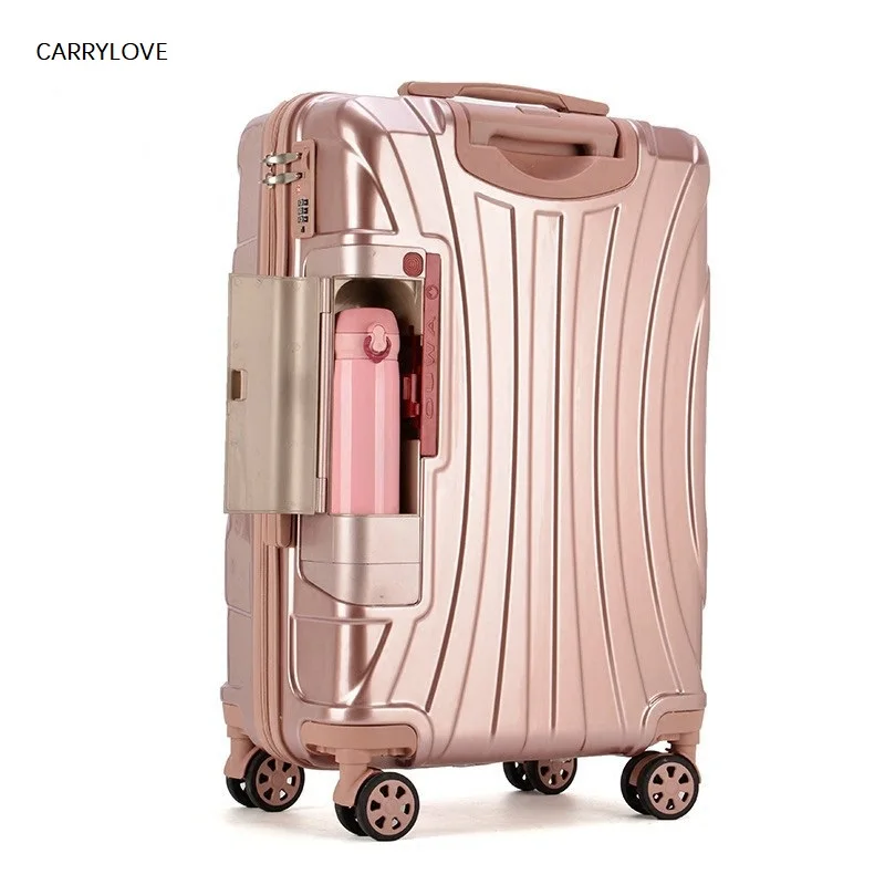 

CARRYLOVE PC Rolling Suitcase with Cup holder,Travel Luggage Bag ,Universal wheel trip Trolley Case,20"22"24"26"28" inch