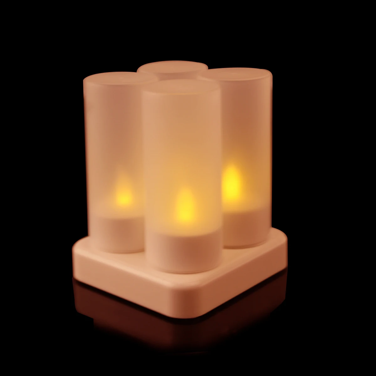 

Rechargeable Flameless 4-LED Tea Light Candle With Charger For Xmas Wedding Date Tea Light Wedding Candles
