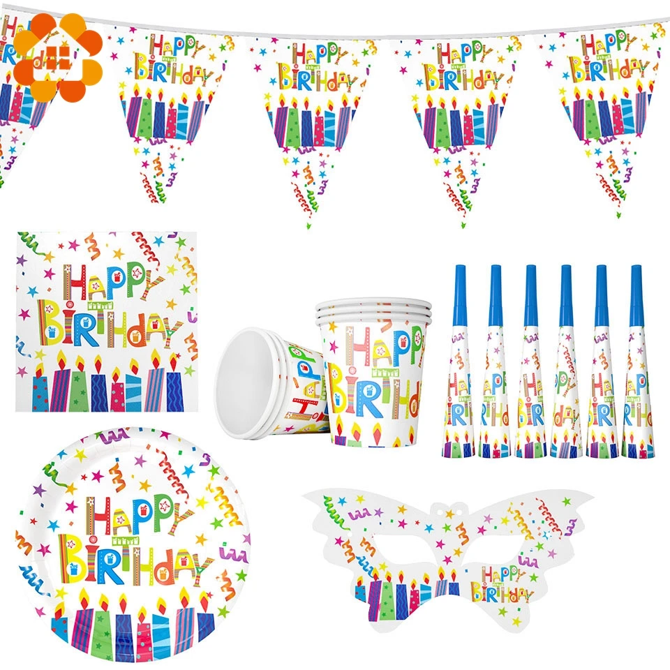 Us 1 18 15 Off Creative Happy Birthday Series Disposable Tableware Paper Crafts Diy Birthday Party Decorations Kids Adult Supplies Table Decor In