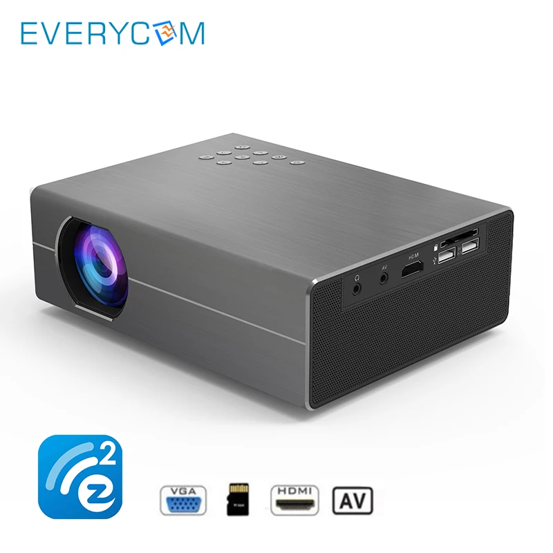 Everycom T400 Portable Projector Micro LED Cinema Video HD USB HDMI Projector for Home Theater Movie
