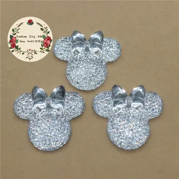 

100pcs Cute Clear White Resin Minnie Mouse Flatback Cabochon DIY crafts scrapbooking,25*28mm