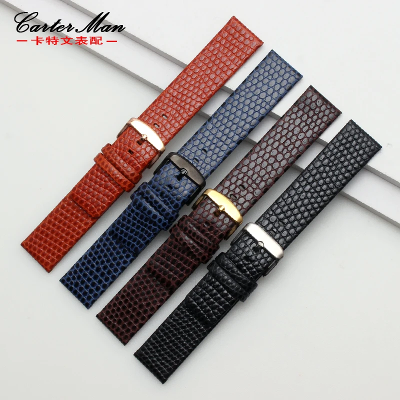 

Watchband 18mm 20mm 22mm Lizard Pattern Genuine Leather Watchbands Strap Bracelets Stainless steel Watch Buckle
