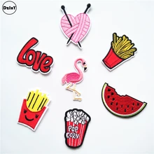 1 шт. Фламинго вышитые патчи железа на патчи для одежды DIY полосы письмо одежда Ice кремовые наклейки пользовательские значки@ V