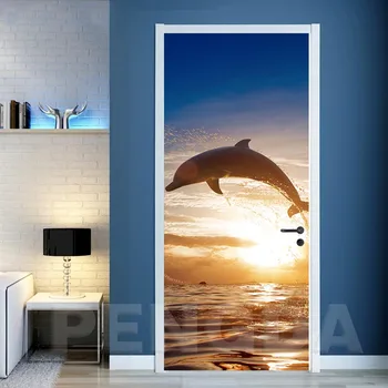

Home Decor 3D Door Sticker Self Adhesive Decal Marine Life Picture Print Waterproof Environmental Protection Living Room Poster